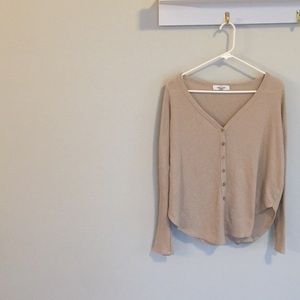 Waffle knit flowy cardigan